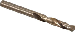 Cleveland - #3 135° Spiral Flute Cobalt Screw Machine Drill Bit - Oxide/Gold Finish, Right Hand Cut, 1-1/4" Flute Length, 2-3/8" OAL, Split Point, Straight Shank - Eagle Tool & Supply
