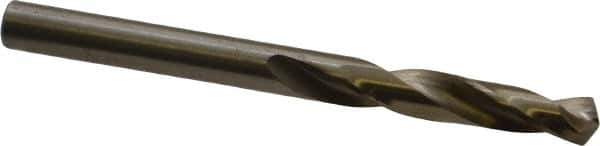 Cleveland - #11 135° Spiral Flute Cobalt Screw Machine Drill Bit - Oxide/Gold Finish, Right Hand Cut, 1-3/16" Flute Length, 2-1/4" OAL, Split Point, Straight Shank - Eagle Tool & Supply
