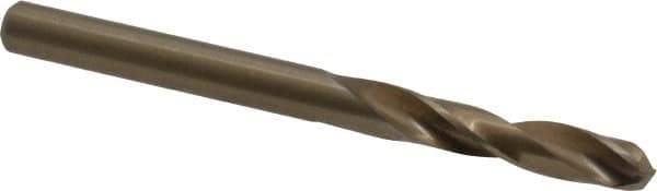 Cleveland - #18 135° Spiral Flute Cobalt Screw Machine Drill Bit - Oxide/Gold Finish, Right Hand Cut, 1-1/16" Flute Length, 2-1/8" OAL, Split Point, Straight Shank - Eagle Tool & Supply