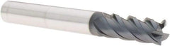 Iscar - 3/8", 0.87" LOC, 3/8" Shank Diam, 2-1/2" OAL, 4 Flute, Solid Carbide Square End Mill - Single End, TiAlN Finish, Spiral Flute, 45° Helix, Right Hand Cut, Right Hand Flute - Eagle Tool & Supply