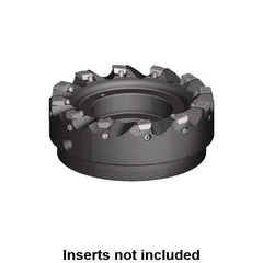 Kennametal - 12 Inserts, 100mm Cut Diam, 32mm Arbor Diam, 1mm Max Depth of Cut, Indexable Square-Shoulder Face Mill - 0/90° Lead Angle, 50mm High, MDHX 1004.. Insert Compatibility, Series Fix-Perfect - Eagle Tool & Supply