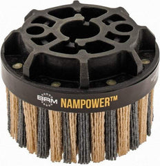 Brush Research Mfg. - 4" 80 Grit Ceramic/Silicon Carbide Tapered Disc Brush - Coarse Grade, CNC Adapter Connector, 0.71" Trim Length, 7/8" Arbor Hole - Eagle Tool & Supply