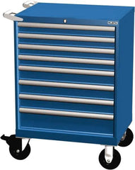 LISTA - 8 Drawer 165 Lb Capacity Steel Tool Roller Cabinet - 28-1/4" Wide x 41-1/2" High x 22-1/2" Deep, Roller Bearing Drawer Slides, Blue - Eagle Tool & Supply