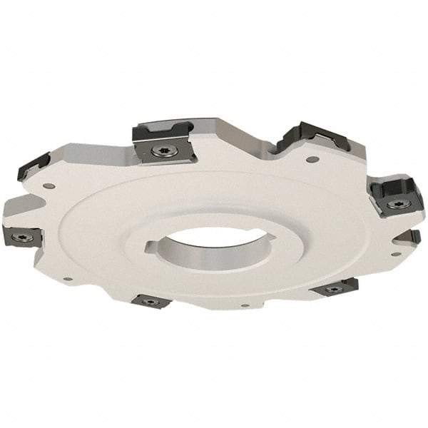 Iscar - Arbor Hole Connection, 0.118" Cutting Width, 27mm Depth of Cut, 100mm Cutter Diam, 27mm Hole Diam, 12 Tooth Indexable Slotting Cutter - SDN Toolholder, LNET Insert, Right Hand Cutting Direction - Eagle Tool & Supply