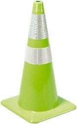PRO-SAFE - 36" High, Lime Rigid Traffic Cone - 15" Base Width, 10 Lb, PVC - Eagle Tool & Supply