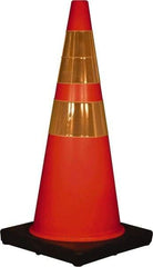 PRO-SAFE - 28" High, Orange Collapsible Traffic Cone - 14" Base Width, 4 Lb, Polyurethane - Eagle Tool & Supply