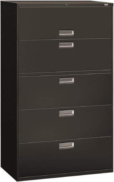 Hon - 42" Wide x 67" High x 19-1/4" Deep, 5 Drawer Roll-Out, Roll-Out Posting - Steel, Charcoal - Eagle Tool & Supply