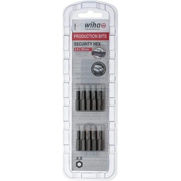 Wiha - 4mm Hex Screwdriver Bit - 1/4" Drive, 1" OAL - Eagle Tool & Supply