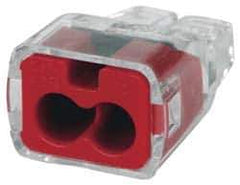 Ideal - 2 Port, 18 to 12 AWG Compatible, Push-In Wire Connector - 0.78" OAL x 0.52" OAW x 0.38" OAH, Red - Eagle Tool & Supply