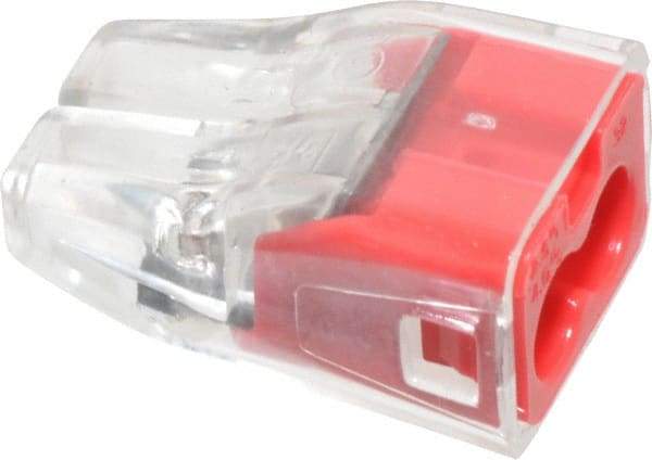 Ideal - 2 Port, 18 to 12 AWG Compatible, Push-In Wire Connector - 0.78" OAL x 0.52" OAW x 0.38" OAH, Red - Eagle Tool & Supply
