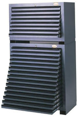 Huot - 8 Drawer, Super Cutting Tool Cabinet - Steel, 34" Wide x 19-1/8" Deep x 23-1/8" High, Gray - Eagle Tool & Supply