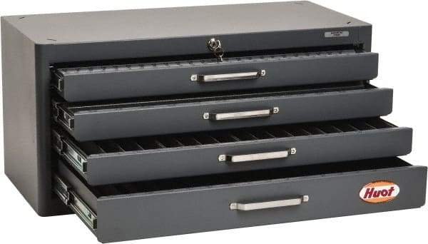 Huot - 4 Drawer, 1/4-20 to 1-14 Tap Storage - 26" Wide x 12" Deep x 12-1/2" High, Steel - Eagle Tool & Supply