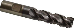 Cleveland - 3/4" Diam, Coarse Pitch, 2-1/2" LOC, 3 Flute Powdered Metal 0.12" Corner Radius Roughing End Mill - TiCN Finish, 4-3/4" OAL, 3/4" Shank Diam, Single End, Centercutting, 42° Helix - Eagle Tool & Supply
