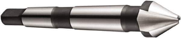 DORMER - 3 Flute 60° High Speed Steel Countersink - Bright Finish, 106mm OAL, Single End, Morse Taper Shank, Right Hand Cut - Eagle Tool & Supply