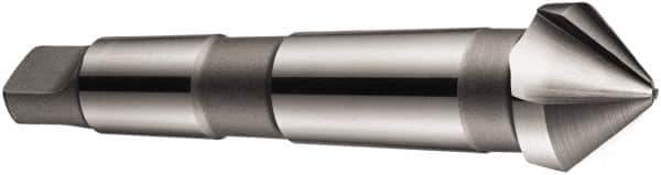 DORMER - 3 Flute 90° High Speed Steel Countersink - Bright Finish, 106mm OAL, Single End, Morse Taper Shank, Right Hand Cut - Eagle Tool & Supply