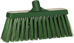 Vikan - 12" Heavy Duty Synthetic Push Broom - 2" Bristle Length, Plastic Block, European Threaded Handle Connection - Eagle Tool & Supply