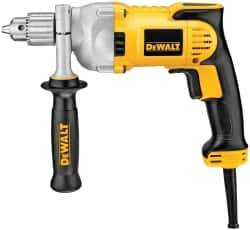 DeWALT - 1/2" Keyed Chuck, 1,200 RPM, Pistol Grip Handle Electric Drill - 10.5 Amps, 115 Volts, Reversible, Includes 360° Locking Side Handle with Soft Grip & Chuck Key with Holder - Eagle Tool & Supply