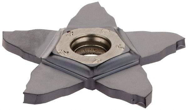 Iscar - PENTA34R200 IC908 Grade, 0.0787" Cutting Width, Carbide Cutoff Insert - 6° Right Hand Lead Angle, 0.0039" Cnr Rad, TiAlN Coated - Eagle Tool & Supply