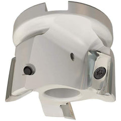 Iscar - 3 Inserts, 63mm Cut Diam, 27mm Arbor Diam, 20.5mm Max Depth of Cut, Indexable Square-Shoulder Face Mill - 0/90° Lead Angle, 50mm High, HM90 APCR 2206.. Insert Compatibility, Through Coolant, Series Helialu - Eagle Tool & Supply