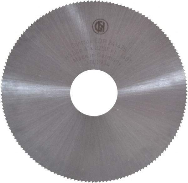 Controx - 4" Diam x 0.025" Blade Thickness x 1" Arbor Hole Diam, 160 Tooth Slitting and Slotting Saw - Arbor Connection, Right Hand, Uncoated, Cobalt, Concave Ground - Eagle Tool & Supply