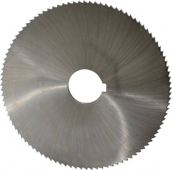 Controx - 5" Diam x 1/8" Blade Thickness x 1" Arbor Hole Diam, 100 Tooth Slitting and Slotting Saw - Arbor Connection, Right Hand, Uncoated, Cobalt, Concave Ground, Contains Keyway - Eagle Tool & Supply