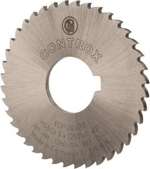 Controx - 3" Diam x 1/8" Blade Thickness x 1" Arbor Hole Diam, 40 Tooth Slitting and Slotting Saw - Arbor Connection, Right Hand, Uncoated, Cobalt, 15° Rake, Concave Ground, Contains Keyway - Eagle Tool & Supply