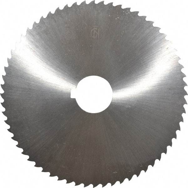 Controx - 5" Diam x 1/16" Blade Thickness x 1" Arbor Hole Diam, 64 Tooth Slitting and Slotting Saw - Arbor Connection, Right Hand, Uncoated, Cobalt, 15° Rake, Concave Ground, Contains Keyway - Eagle Tool & Supply