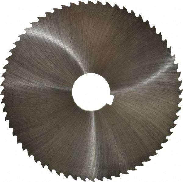 Controx - 6" Diam x 0.0938" Blade Thickness x 1-1/4" Arbor Hole Diam, 64 Tooth Slitting and Slotting Saw - Arbor Connection, Right Hand, Uncoated, Cobalt, 15° Rake, Concave Ground, Contains Keyway - Eagle Tool & Supply