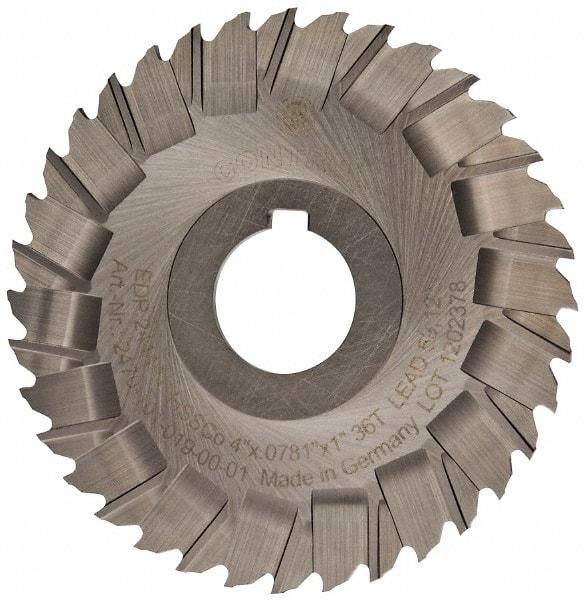 Controx - 4" Blade Diam x x 0.0781" Blade Thickness, 1" Hole, 36 Teeth, Cobalt Side Chip Saw - Staggered Tooth, Arbor Connection, Right Hand Cut, Uncoated, with Keyway - Eagle Tool & Supply