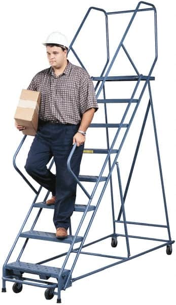 Gillis - 11.66' High 300 Lb Capacity 11 Step Rolling Ladder - Eagle Tool & Supply