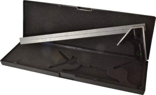 SPI - 2 Piece, 18" Combination Square Set - 1/16, 1/32, 1/64 & 1/8" (4R) Graduation, Hardened Steel Blade, Hardened Steel Square Head - Eagle Tool & Supply