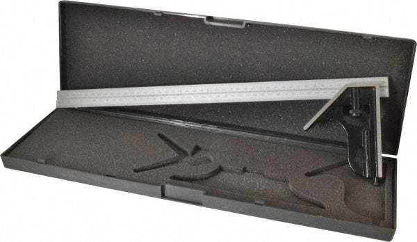 SPI - 2 Piece, 18" Combination Square Set - 1/32 & 1/64" (English/Metric) Graduation, Hardened Steel Blade, Hardened Steel Square Head - Eagle Tool & Supply