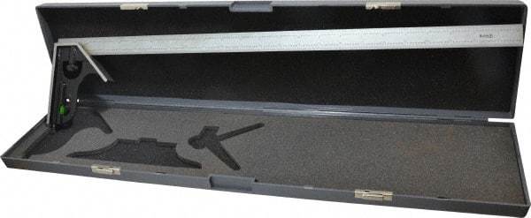 SPI - 2 Piece, 24" Combination Square Set - 1/32 & 1/64" (English/Metric) Graduation, Hardened Steel Blade, Hardened Steel Square Head - Eagle Tool & Supply
