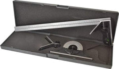 SPI - 4 Piece, 18" Combination Square Set - 1/32 & 1/64" (English/Metric) Graduation, Hardened Steel Blade, Hardened Steel Center, Protractor & Square Head - Eagle Tool & Supply