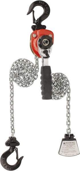 CM - 550 Lb Lifting Capacity, 5' Lift Height, Mini-Ratchet Lever Hoist - Made from Chain, 56 Lb Avg Pull to Lift Rated Load, 1 Chain - Eagle Tool & Supply
