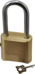 Master Lock - 2" Body Width, 2-1/8" Shackle Clearance, Solid Brass Combination Lock - 5/16" Shackle Diam, 1" Shackle Width, Control Key is Sold Separately - Eagle Tool & Supply