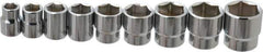 Blackhawk by Proto - 9 Piece 3/8" Drive Socket Set - 6 Points, 3/8" to 7/8" Range, Inch Measurement Standard - Eagle Tool & Supply
