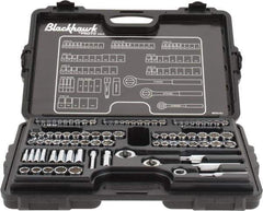 Blackhawk by Proto - 82 Piece 1/4" & 3/8" Drive Deep Well Socket Set - 6, 12 Points, 5/32" to 13/16" (4mm to 19mm) Range, Inch/Metric Measurement Standard - Eagle Tool & Supply