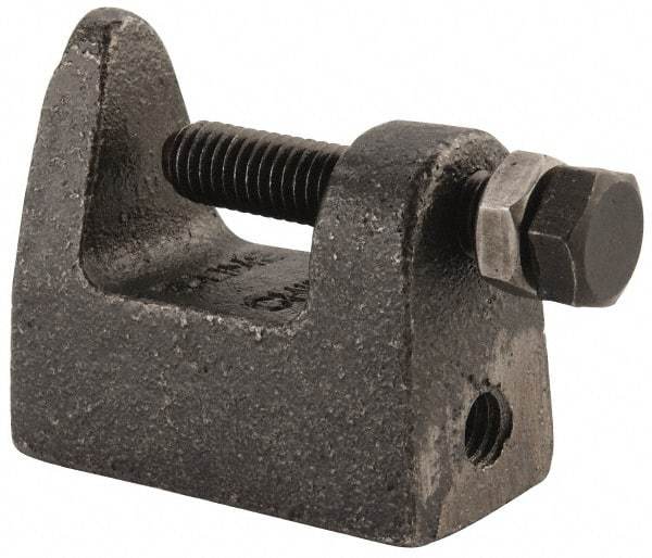 Cooper B-Line - 1-1/4" Max Flange Thickness, 3/8" Rod Wide Jaw Top Beam Clamp - 500 Lb Capacity, Malleable Iron - Eagle Tool & Supply