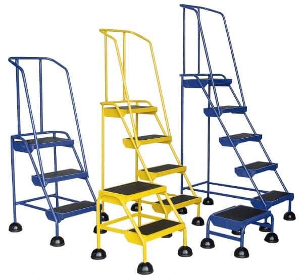 Vestil - 56" 3 Step Ladder - 300 Lb Capacity, 28-3/4" Platform Height, 19-1/4" Base Width x 30" Base Depth, Rubber Matted - Eagle Tool & Supply