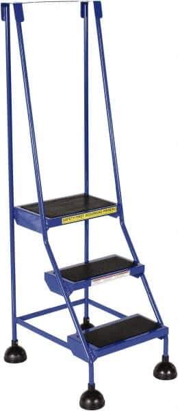 Vestil - 56" 3 Step Ladder - 300 Lb Capacity, 28-3/4" Platform Height, 19-1/4" Base Width x 30" Base Depth, Rubber Matted - Eagle Tool & Supply