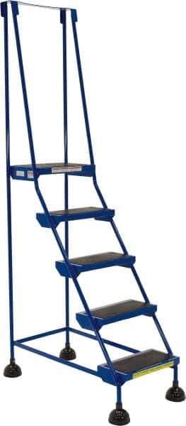 Vestil - 76" 5 Step Ladder - 300 Lb Capacity, 48" Platform Height, 22" Base Width x 40" Base Depth, Rubber Matted - Eagle Tool & Supply