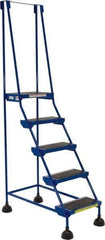 Vestil - 76" 5 Step Ladder - 300 Lb Capacity, 48" Platform Height, 22" Base Width x 40" Base Depth, Rubber Matted - Eagle Tool & Supply