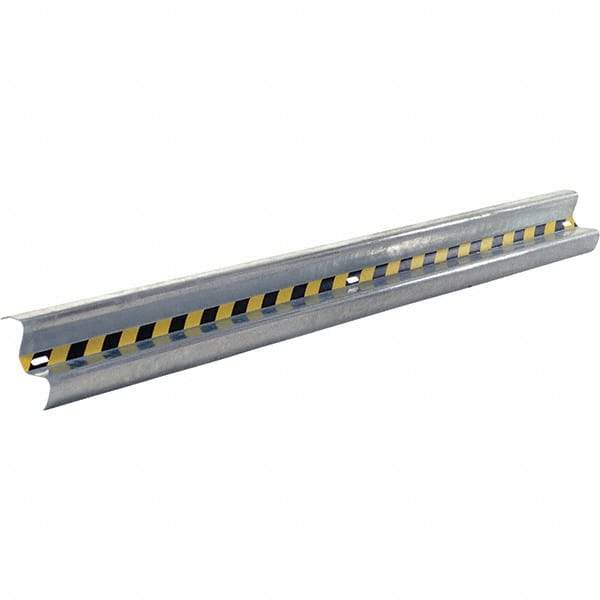 Vestil - 10' Long x 12" High, Gray with Black & Yellow Caution Tape Steel Straight Heavy Duty Guard Rail - 3 Rails Accommodated, 3-1/4" Deep, 76 Lb - Eagle Tool & Supply