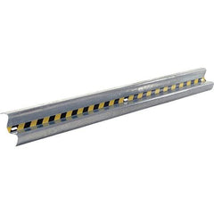 Vestil - 10' Long x 12" High, Gray with Black & Yellow Caution Tape Steel Straight Heavy Duty Guard Rail - 3 Rails Accommodated, 3-1/4" Deep, 76 Lb - Eagle Tool & Supply