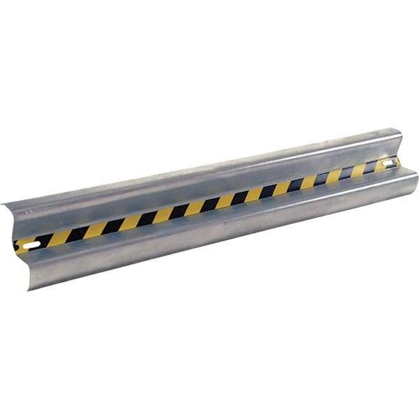 Vestil - 6' Long x 12" High, Gray with Black & Yellow Caution Tape Steel Straight Standard Guard Rail - 2 Rails Accommodated, 3-1/4" Deep, 47 Lb - Eagle Tool & Supply