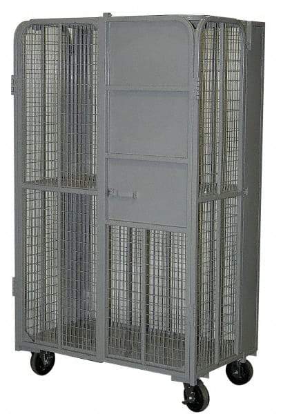 Vestil - 2,000 Lb Capacity, 2 Shelf, 4-Sided Steel Folding Truck - 44" Long x 27" Wide x 76-1/2" High, 6" Diam Wheels - Eagle Tool & Supply