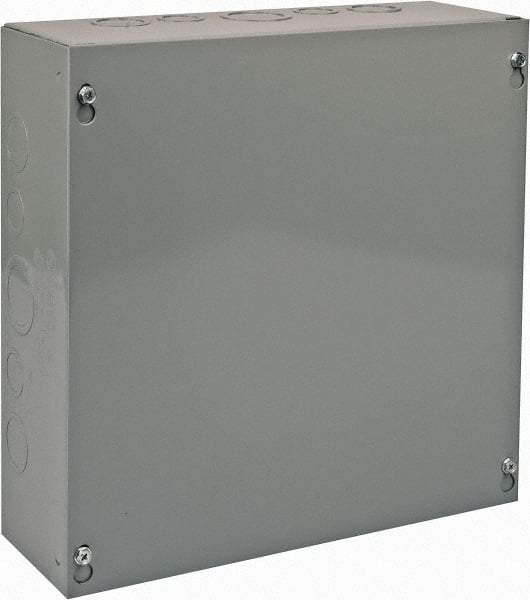 Cooper B-Line - Steel Junction Box Enclosure Screw Flat Cover - NEMA 1, 12" Wide x 12" High x 4" Deep - Eagle Tool & Supply