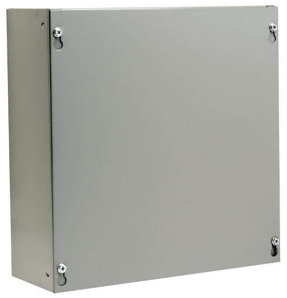 Cooper B-Line - Steel Junction Box Enclosure Screw Flat Cover - NEMA 1, 12" Wide x 12" High x 4" Deep - Eagle Tool & Supply