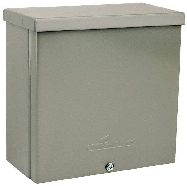 Cooper B-Line - Steel Junction Box Enclosure Screw Flat Cover - NEMA 3R, 8" Wide x 8" High x 4" Deep, Rainproof - Eagle Tool & Supply